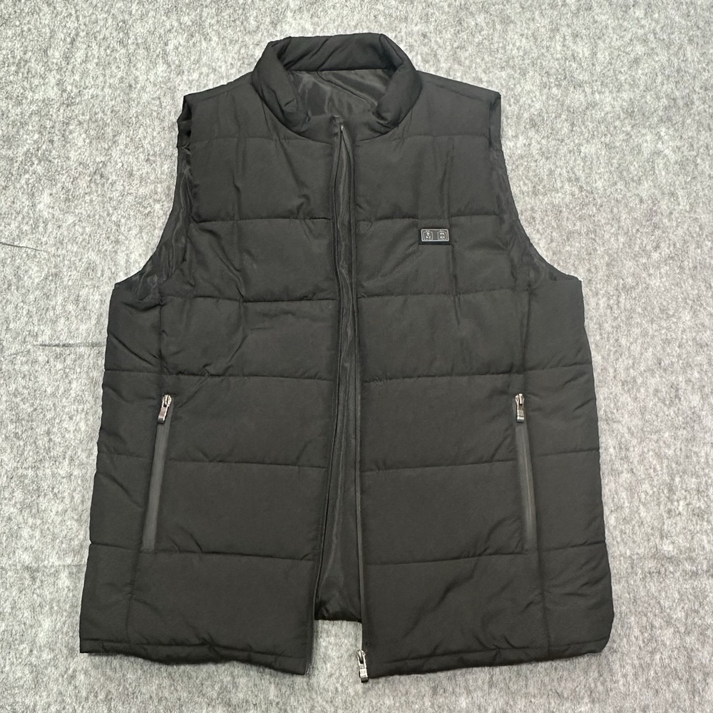 Unbranded Women's Black Full Zip Polyester Blend Quilted Vest Jacket - Size L